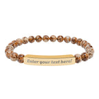ADD YOUR TEXT - Engraved Natural Stone Bead Bar Bracelet