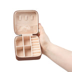 Small Handheld Jewelry Travel Case - Compact Organizer with Ring Rolls & Compartments