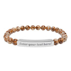 ADD YOUR TEXT - Engraved Natural Stone Bead Bar Bracelet