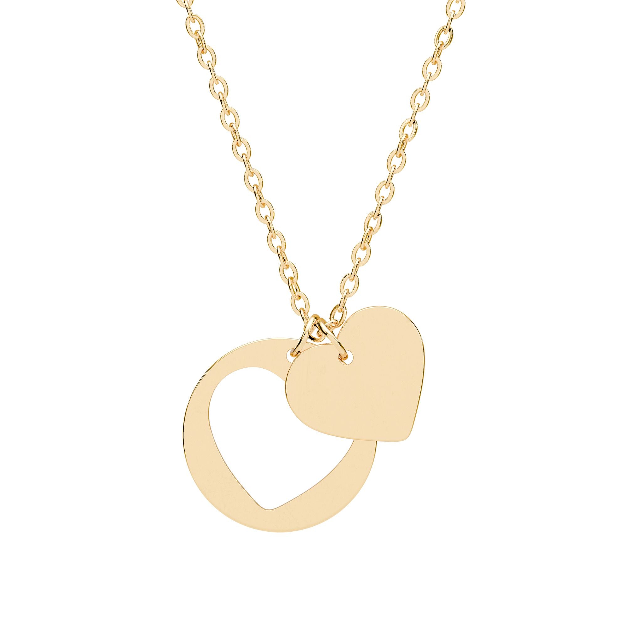 Double Heart Cutout Necklace (Silver or Rose Gold)