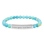 ADD YOUR TEXT - Engraved Natural Stone Bead Bar Bracelet