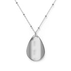PERSONALIZE - Baby Footprint Oval Necklace - Silver & Taupe