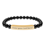 ADD YOUR TEXT - Engraved Natural Stone Bead Bar Bracelet