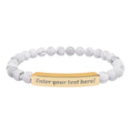 ADD YOUR TEXT - Engraved Natural Stone Bead Bar Bracelet