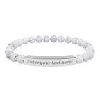 ADD YOUR TEXT - Engraved Natural Stone Bead Bar Bracelet