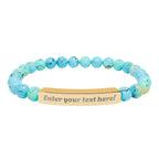 ADD YOUR TEXT - Engraved Natural Stone Bead Bar Bracelet