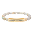 ADD YOUR TEXT - Engraved Natural Stone Bead Bar Bracelet