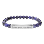 ADD YOUR TEXT - Engraved Natural Stone Bead Bar Bracelet
