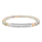 ADD YOUR TEXT - Engraved Natural Stone Bead Bar Bracelet
