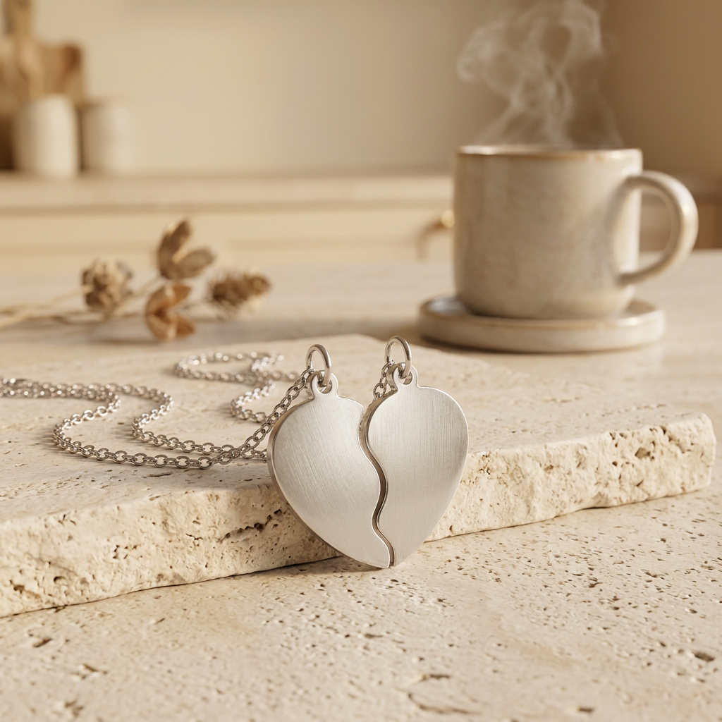 Break Apart Heart Necklace Set