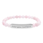 ADD YOUR TEXT - Engraved Natural Stone Bead Bar Bracelet