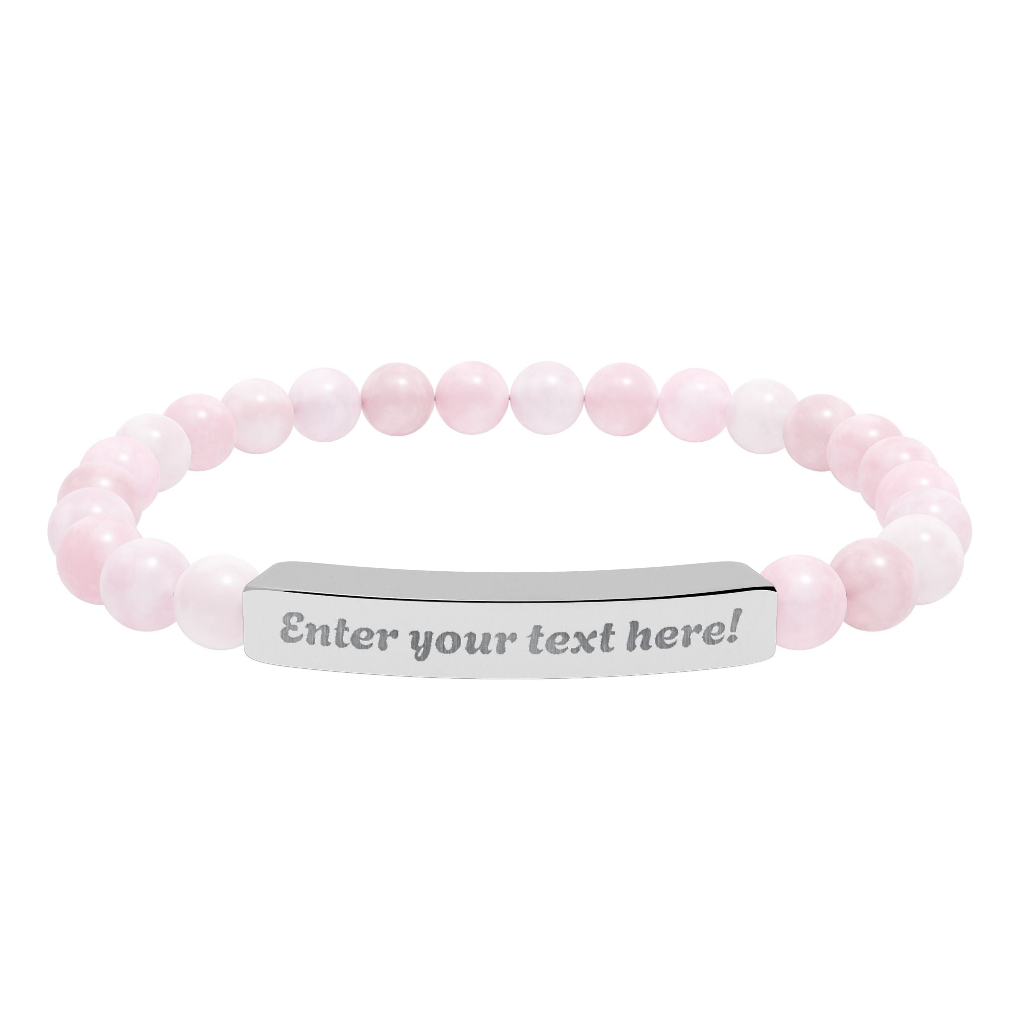 ADD YOUR TEXT - Engraved Natural Stone Bead Bar Bracelet