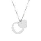 Double Heart Cutout Necklace (Silver or Rose Gold)