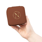 Small Handheld Jewelry Travel Case - Compact Organizer with Ring Rolls & Compartments