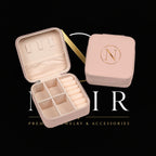 Small Handheld Jewelry Travel Case - Compact Organizer with Ring Rolls & Compartments