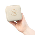 Small Handheld Jewelry Travel Case - Compact Organizer with Ring Rolls & Compartments