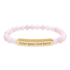 ADD YOUR TEXT - Engraved Natural Stone Bead Bar Bracelet