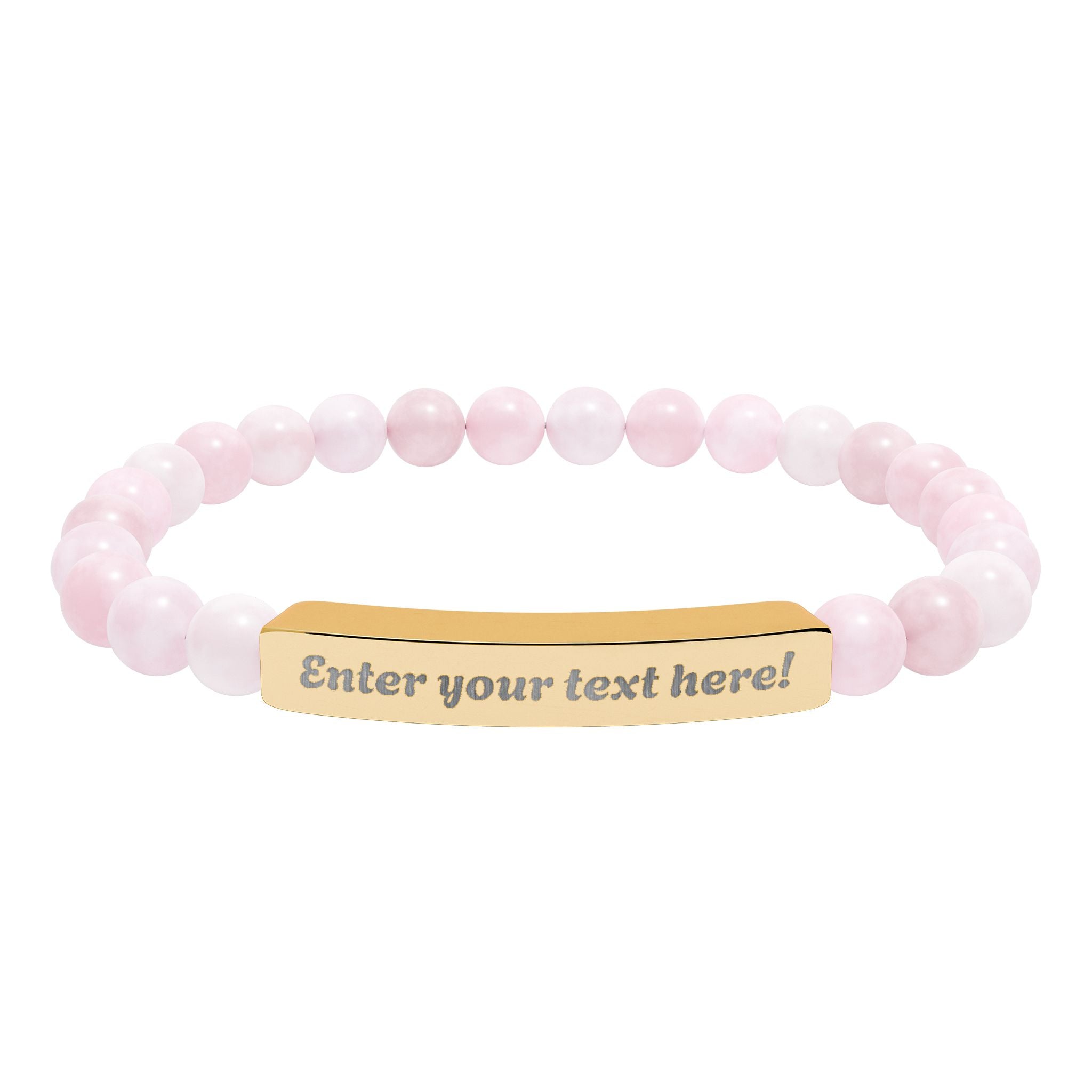 ADD YOUR TEXT - Engraved Natural Stone Bead Bar Bracelet