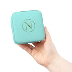 Small Handheld Jewelry Travel Case - Compact Organizer with Ring Rolls & Compartments