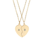 Engraved Break-Apart Heart Necklace Set – Personalized BFF / Friendship Pendant