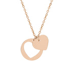 Double Heart Cutout Necklace (Silver or Rose Gold)