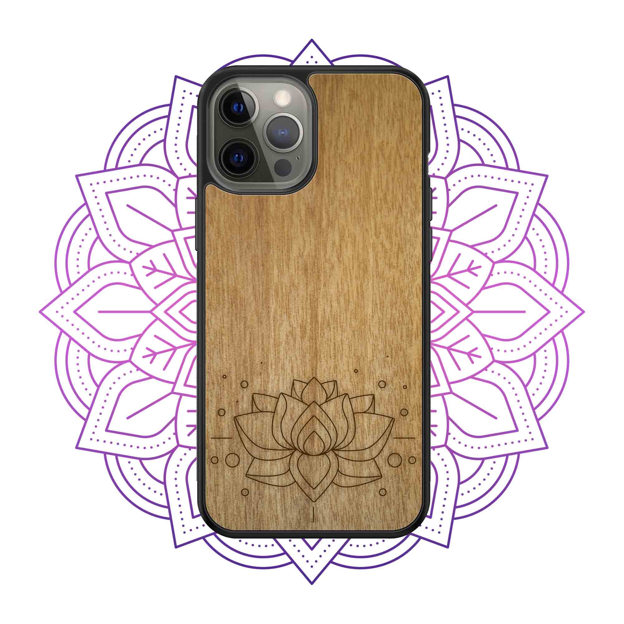 Lotus Flower on Oak Wood
