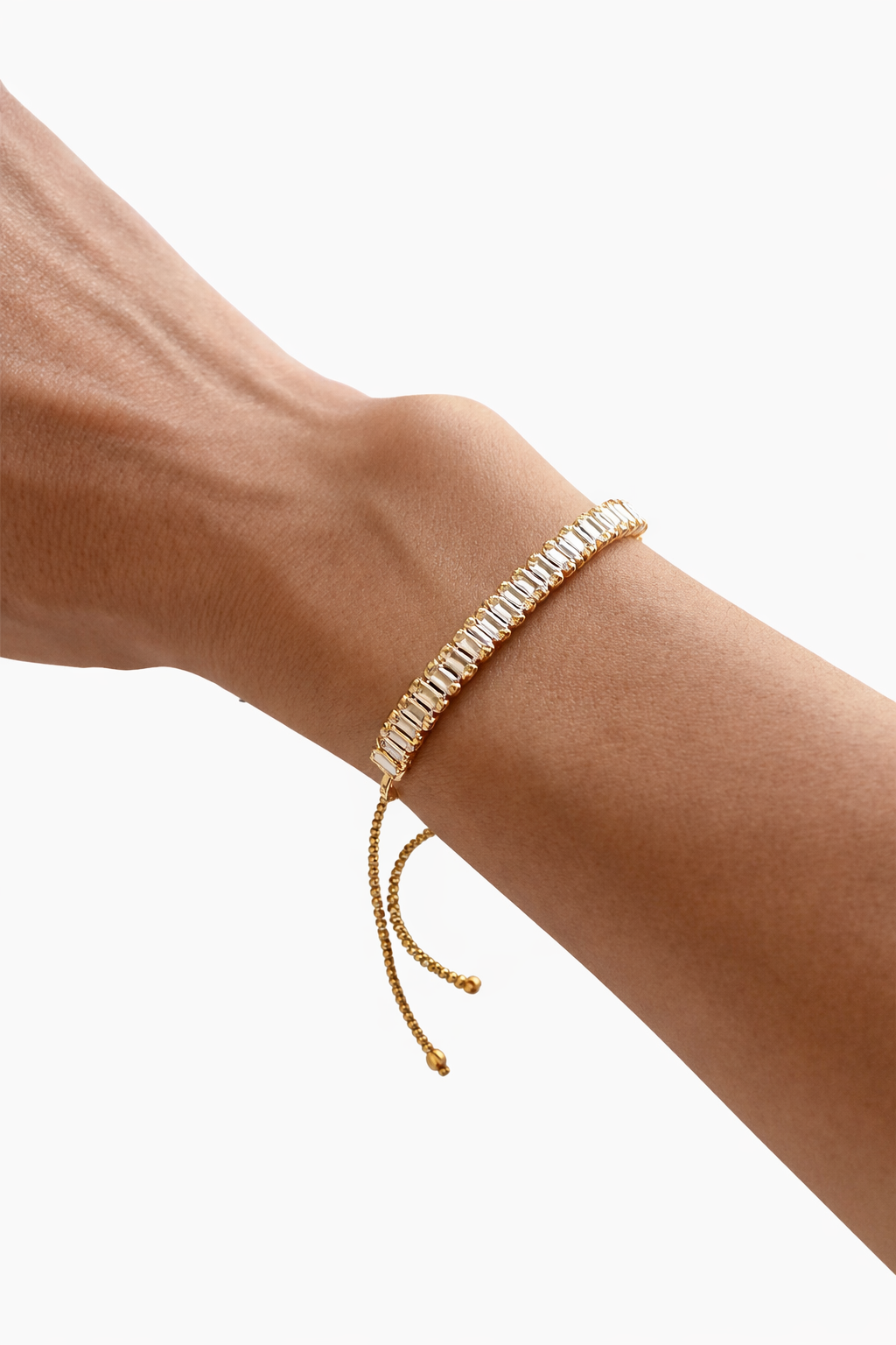 Baguette Zircon Adjustable Bracelet Elegant Minimal Sparkle Jewelry